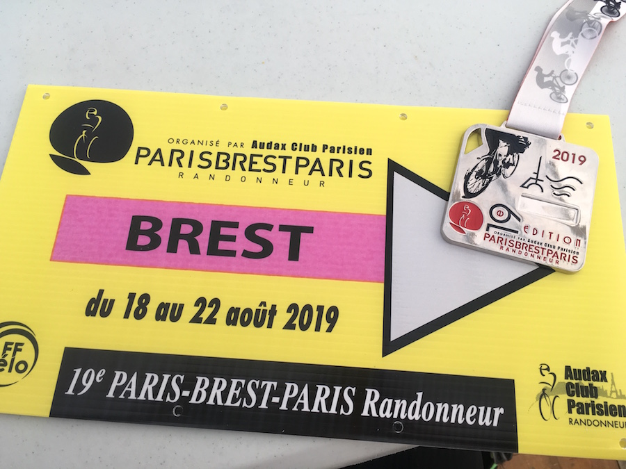 Paris Brest Paris 2019 sign and medal