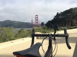 Road bike facing the Golden Gate Bridge San Francisco