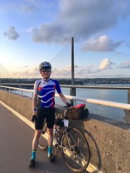 Richard Sanderson with the bridge at Brest in the background