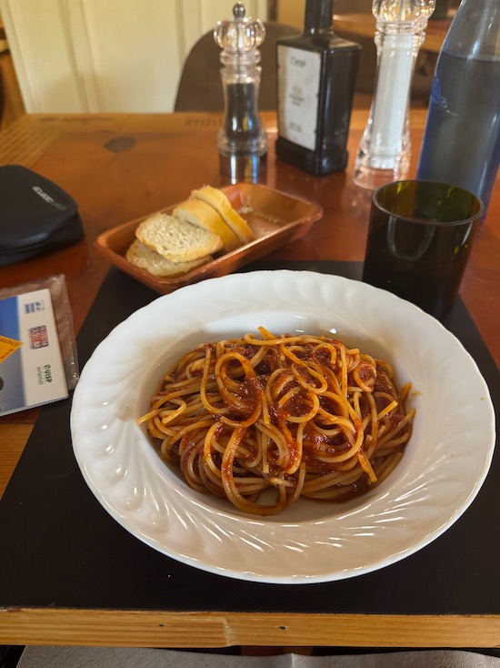 Incredible pasta while sheltering from the storm on day 4 of Florence Rome Florence 2026